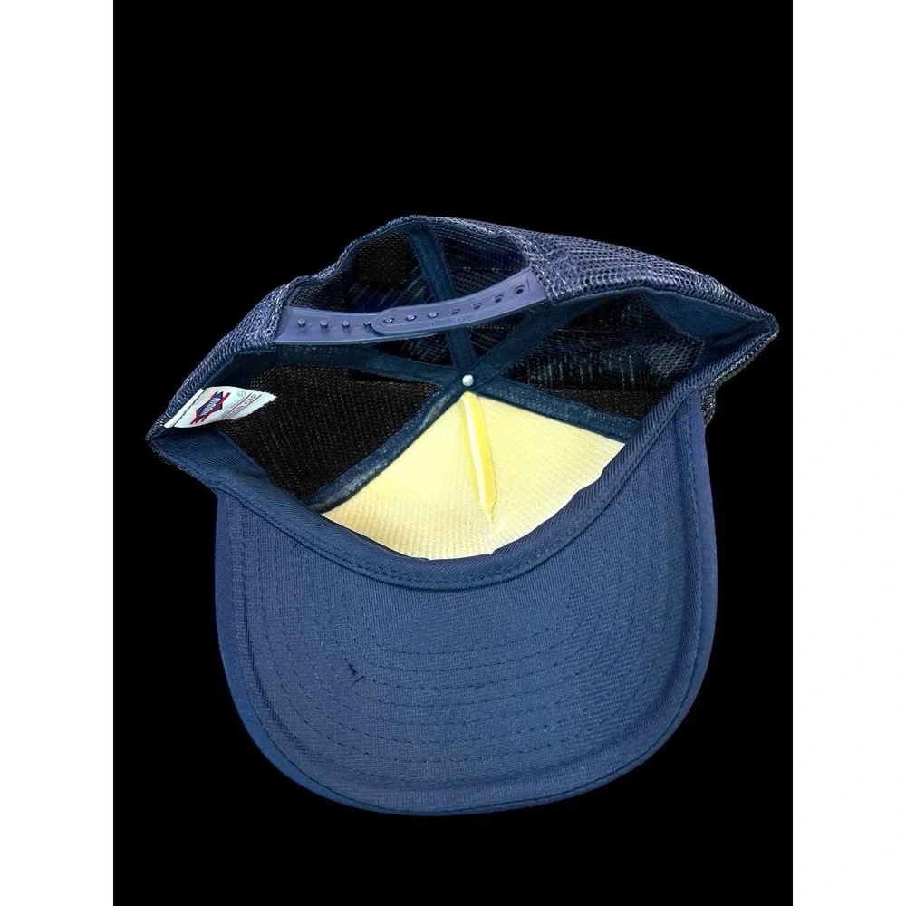 Nissin Vintage‎ 80s Foamy Meshback Snapback Adjustable Baseball Cap Navy Blue